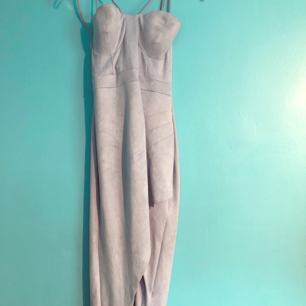 Light Blue Formal Suede Dress